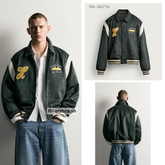 AK2716 - Z.RA FAUX SUEDE PATCH BOMBER JACKET