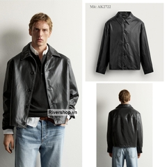 AK2722 - Z.RA FAUX LEATHER TOPSTITCHED BOXY OVERSHIRT