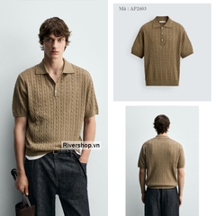 AP2603 - Z.RA BRAIDED TEXTURED KNIT POLO SHIRT