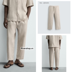 QD2601 - Z.RA 100% LINEN RELAXED FIT TROUSERS
