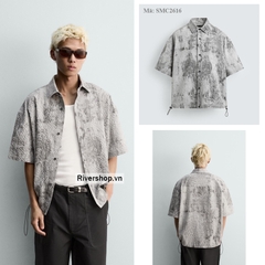 SMC2616 - Z.RA ÁO SƠ MI DÁNG RELAXED FIT VẢI SẦN IN HỌA TIẾT