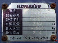 Xe nâng cũ 1,5 tấn Komatsu FD15C-16 số sàn