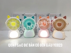 Quạt sạc để bàn có đèn Gấu YC023