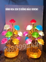 BÌNH HOA SEN 13 NGỌN BÔNG MÀU PL 69CM