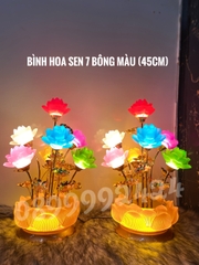 BÌNH HOA SEN 7 NGỌN BÔNG MÀU PL 45CM