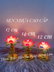 ĐÈN THỜ CAO CẤP SEN NHỰA NHỎ (12cm)- TRUNG (14CM) - LỚN (17CM) GIÁ BÁN 1 CẶP