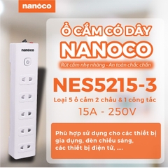Ổ CẮM NANOCO NES5215-3 15A 250V 3750W CHÍNH HÃNG
