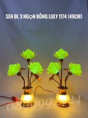 ĐÈN THỜ LƯU LY 3 NGỌN MÀU VÀNG 1174 (49CM) GIÁ BÁN 1 CẶP