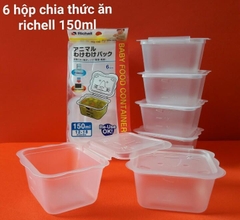 Bộ 6 hộp chia thức ăn dặm 150ml hình thú Richell Nhật