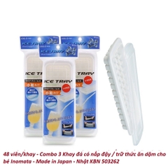 48 viên/khay - Combo 3 Khay đá có nắp đậy / trữ thức ăn dặm cho bé Inomata - Made in Japan - Nhật KBN 503262