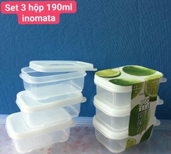 (Nhật) Set 3 Hộp trữ thức ăn dặm 190ml , trữ thực phẩm Inomata cho bé - Made in Japan - KBN 64487