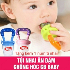 (Tặng kèm 1 ti nhai) Hộp Túi nhai silicone ăn dặm chống hóc GB Baby (Hàn Quốc) (Ko dây kẹp)