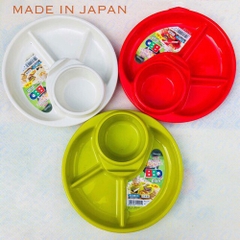 Khay ăn dặm tròn BLW 3 ngăn có khay để cốc , thìa nĩa Inomata - Made in Japan - KBN 142010 / 142027
