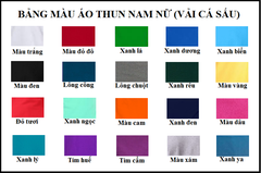 Bảng màu áo thun nam nữ ( vải cá sấu )