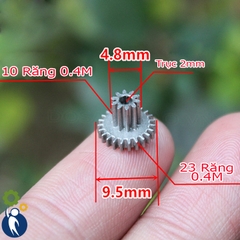 Bánh Răng Thép Trục 2mm 10 Răng 0.4M 23 Răng 0.4M
