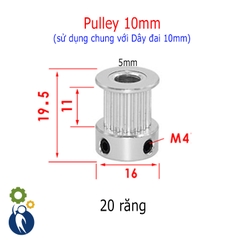 Pulley Trục 5mm - 20 Răng Đai 10