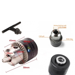 Đầu Chuyển Đổi Máy Cắt Mài Thành Máy Khoan 1.5-10mm M10*1.5