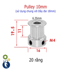 Pulley Trục 6.35mm - 20 Răng Đai 10
