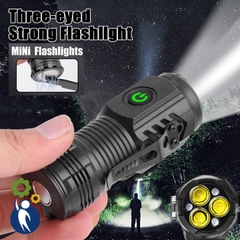 Đèn Pin 3 Mắt Kèm Cáp USB