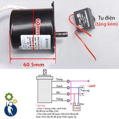 Motor Giảm Tốc 220V 45W 10rpm Tặng Kèm Diot