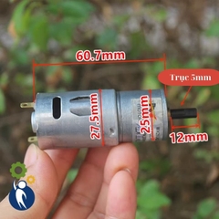 Motor Giảm Tốc 5V-12V Mã 380 40-95rpm GM25 Bánh Răng Kim Loại