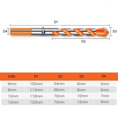 Mũi Khoan Đa Năng 2 Cạnh Chân Tam Giác Khoan Tường, Kính, Đá, Gạch Men