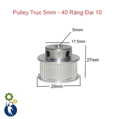 Pulley Trục 5mm - 40 Răng Đai 10