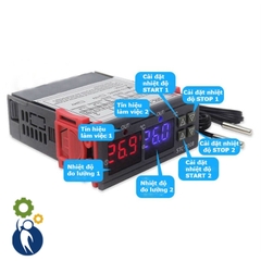 Bộ Điều Khiển Nhiệt Độ STC-3008 2 Đầu Dò Nhiệt AC 110-220V