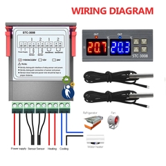 Bộ Điều Khiển Nhiệt Độ STC-3008 2 Đầu Dò Nhiệt AC 110-220V