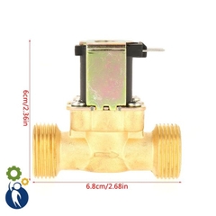 Van Điện Từ 12V Phi 21 Không Áp Lực Nước Thường Đóng Thân Đồng