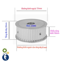 Pulley 5M Trục 25mm - 30 Răng