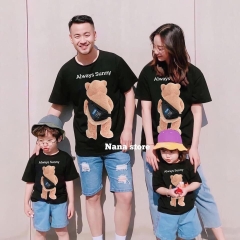 ÁO PHÔNG CỘC TAY GIA ĐÌNH GẤU NÂU