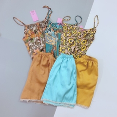 BỘ LỤA 2 DÂY ÁO HOA
