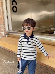 SÉT 2 ÁO POLO KẺ THÊU GẤU BT