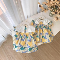 VÁY HOA XOÈ CỔ TRẮNG CHO BG