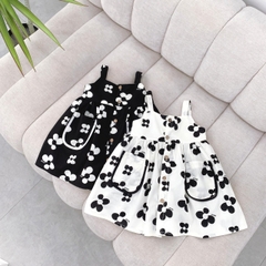 BÁN SỈ SET 2 VÁY BÉ GÁI 2S HOA ĐEN TRẮNG