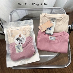 SET 2 ÁO PHÔNG BÉ THÊU GẤU CALI 2 PACK