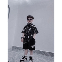 BỘ ĐÙI BÉ TRAI ĐEN NIKE VẢY SƠN TRẮNG