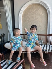 BỘ ĐÙI BÉ TRAI GÁI MÀU XANH ĐỘNG VẬT BIỂN