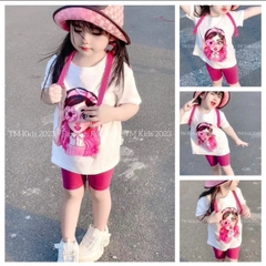 BỘ BÉ GÁI ÁO TRẮNG CÔ GÁI QUẦN NGỐ HỒNG