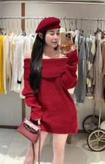VÁY LEN ĐỎ TRỄ VAI QC