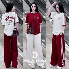 - BỘ NỮ ÁO CỘC Bad Blood ĐỎ TRẮNG QUẦN SUÔNG
