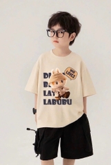 BỘ ĐÙI LABUBU MÀU BE MIX QUẦN KAKI TÚI HỘP ĐEN