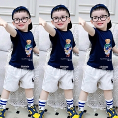 BỘ CỘC HÌNH GẤU THAN MIX QUẦN KAKI BE THÊU NGƯA