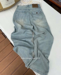 QUẦN JEAN SUÔNG NẮP TÚI SAU XANH NHẠT CT31