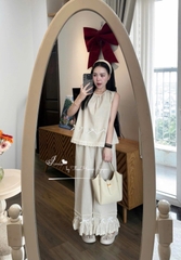 BỘ ĐŨI BE PHỐI REN ĐÍNH NƠ QUẦN SUÔNG