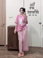 BỘ CỘC THỎ HỒNG QUẦN KẺ