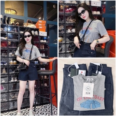 SET ÁO KẺ MIX QUẦN JEAN NẮP TÚI