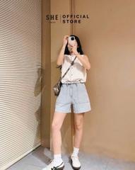 Xanh nhạt - QUẦN SOOC JEAN THÊU NGỰA VNXK XANH NHAT