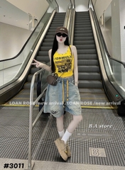 QUẦN SHORT JEAN NGỐ RÁCH DÂY VÀNG